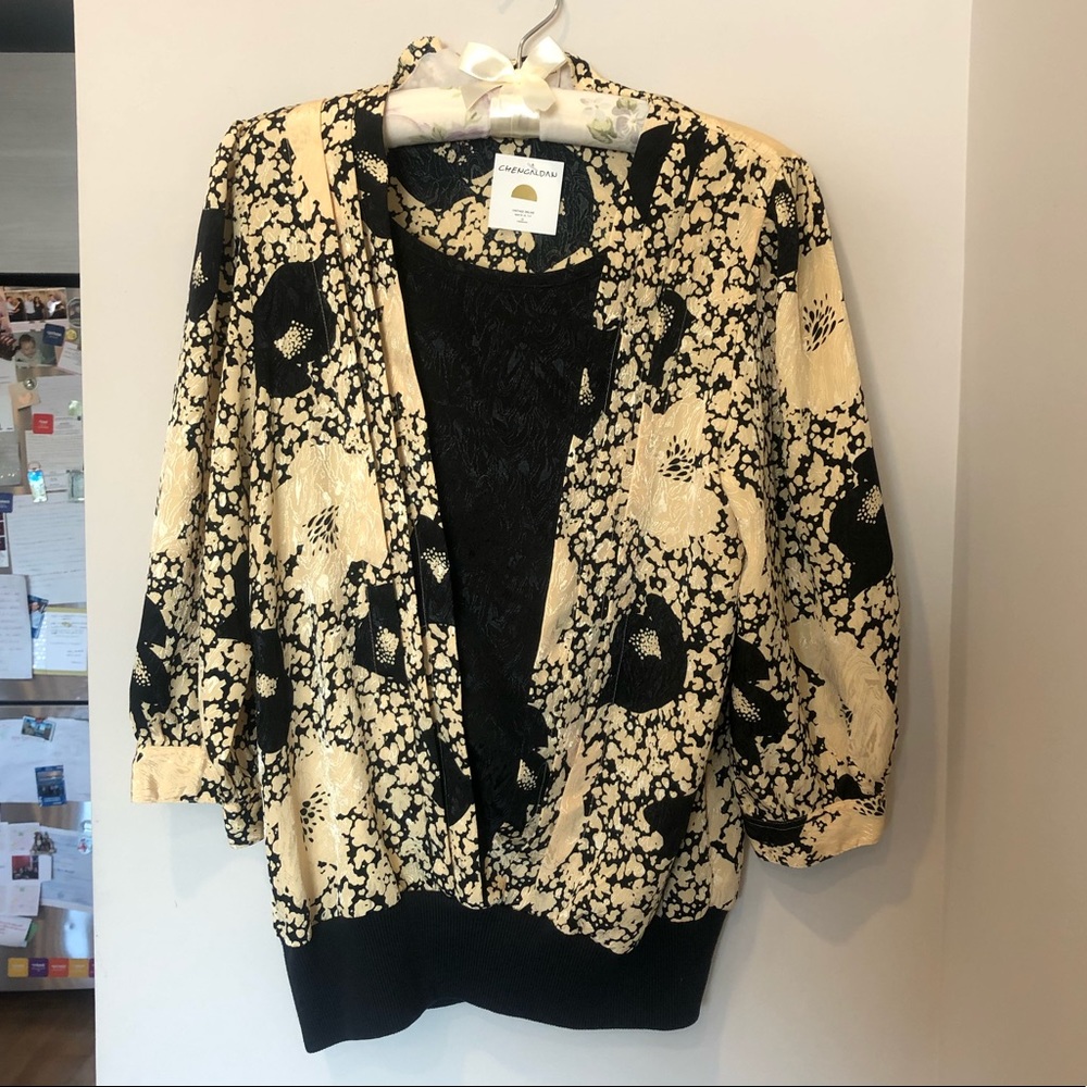 Sergio di Laurenti Long Sleeve Golden Vintage Silky Smooth Blouse Women's Top 8